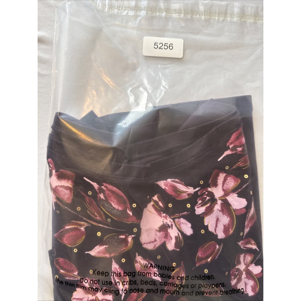 Croft & Barrow Deep Purple Floral Sequins 3/4 Sleeves Cotton Top L Boho Chic Art - Picture 7 of 7